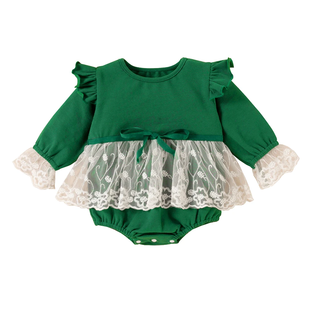Infant Newborn Baby Girls Round Neck Romper Long Sleeve Cotton Lace Flared Sleeve Patchwork Solid Color Bow Bodysuits Clothes
Infant Newborn Baby Girls Round Neck Romper Long Sleeve Cotton Lace Flared Sleeve Patchwork Solid Color Bow Bodysuits Clothes