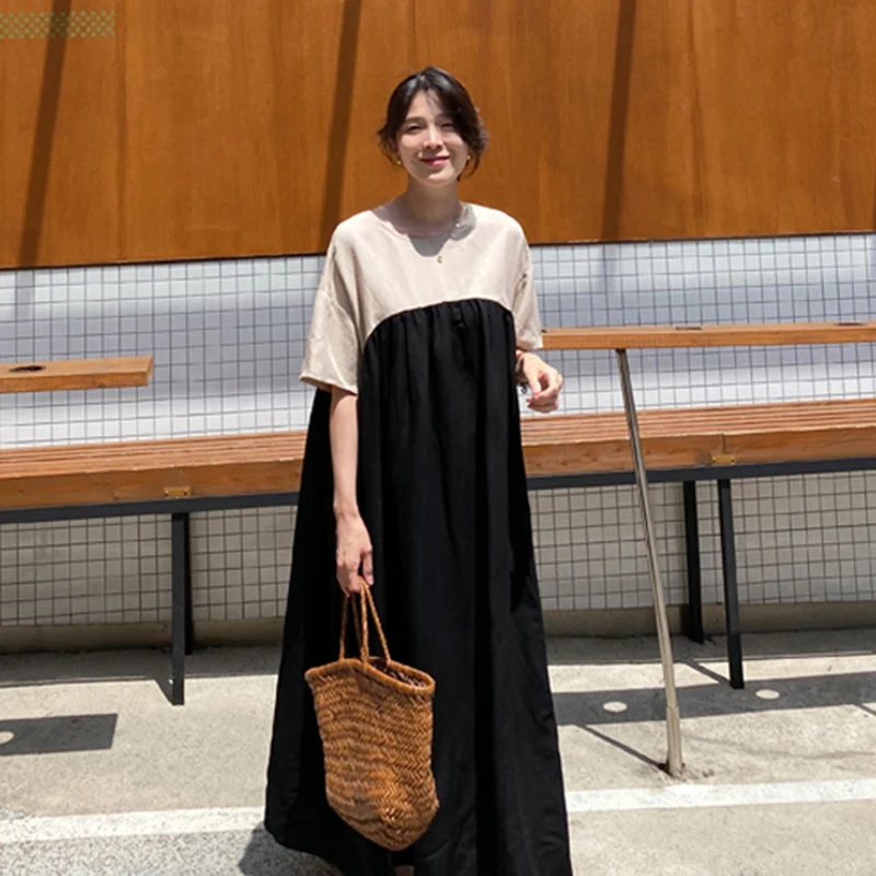 CHICEVER Casual Patchwork Dress For Women O Neck Short Sleeve Loose Mid Hit Color Dresses Female Clothes Summer 2021 Fashion New
CHICEVER Casual Patchwork Dress For Women O Neck Short Sleeve Loose Mid Hit Color Dresses Female Clothes Summer 2021 Fashion New