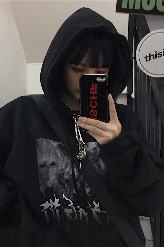 Autumn and winter new Korean funeral dark letter printed hooded plus velvet sweatshirt hoodie men's women tide
Autumn and winter new Korean funeral dark letter printed hooded plus velvet sweatshirt hoodie men's women tide