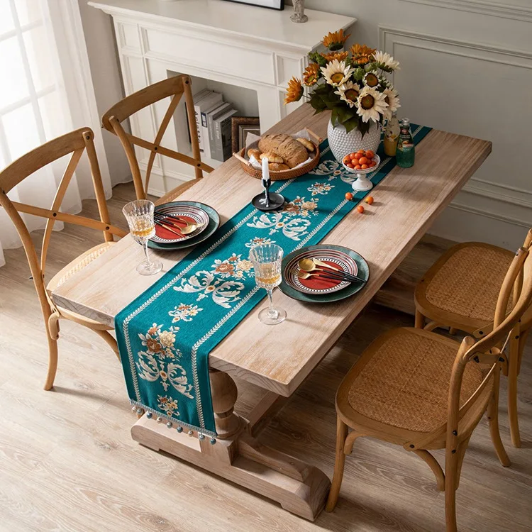 Retro style pastoral country tea table Nordic jacquard table runner embroidered cotton and linen fabric strip luxury decor
Retro style pastoral country tea table Nordic jacquard table runner embroidered cotton and linen fabric strip luxury decor