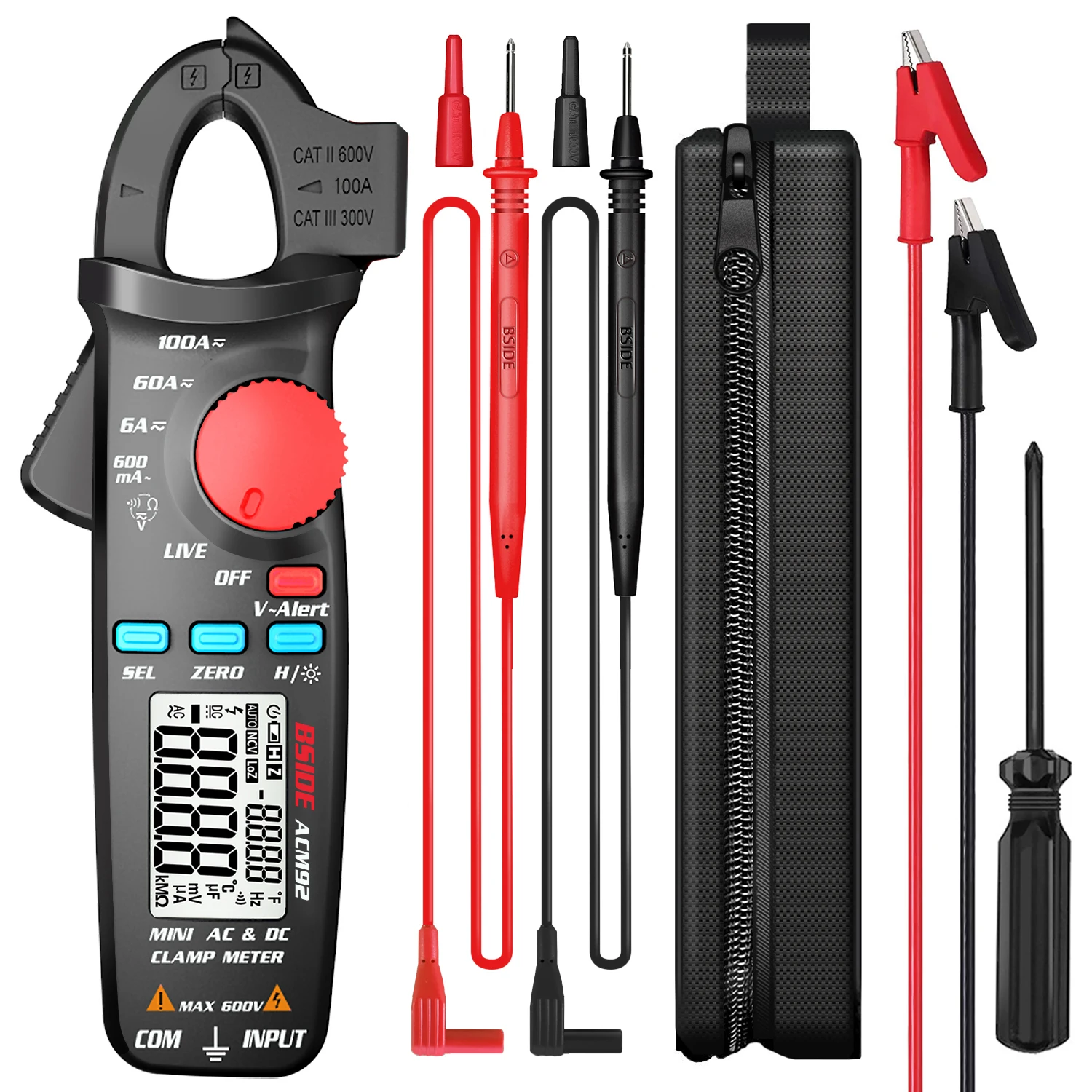 *ACM92 Digital Clamp Meter DC/AC Current 100A 0.1/1mA Car Repair Ammeter Voltage Resistance Hz V-Alert Continuity Tester
*ACM92 Digital Clamp Meter DC/AC Current 100A 0.1/1mA Car Repair Ammeter Voltage Resistance Hz V-Alert Continuity Tester