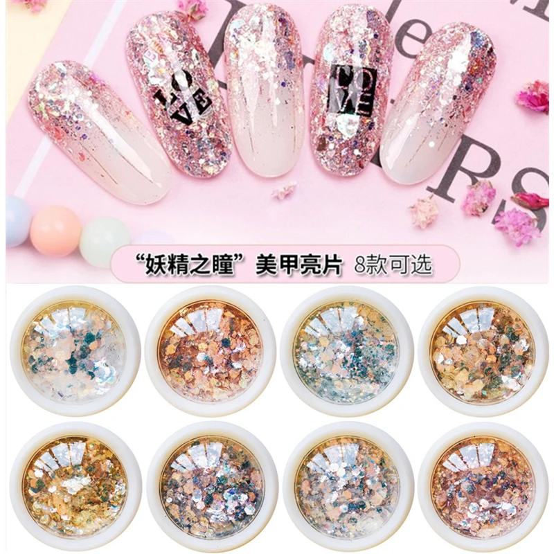 1 Box Of Nail Art New Style Fairy Pupil Phantom Color Sequins Bright Glitter Laser Sequins DIY Nail Art Nail Decoration
1 Box Of Nail Art New Style Fairy Pupil Phantom Color Sequins Bright Glitter Laser Sequins DIY Nail Art Nail Decoration