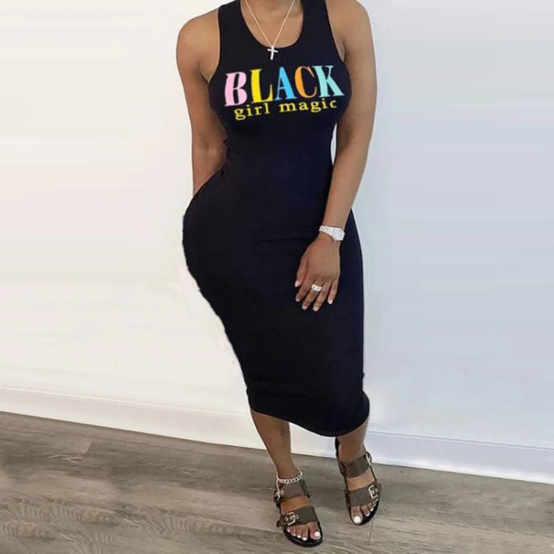 Summer Women's Fashion Black-Girl-Magic Dress Print Sleeveless O-Neck Mid-Calf Dress Sexy Club Bodycon Maxi Dresses Plus Size
Summer Women's Fashion Black-Girl-Magic Dress Print Sleeveless O-Neck Mid-Calf Dress Sexy Club Bodycon Maxi Dresses Plus Size