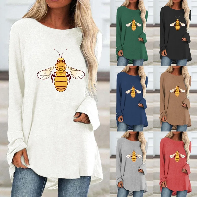 Осенне-зимняя женская одежда, однотонные модные элегантные свободные повседневные топы большого размера с длинным рукавом и круглым вырезом и принтом 
Осенне-зимняя женская одежда, однотонные модные элегантные свободные повседневные топы большого размера с длинным рукавом и круглым вырезом и принтом