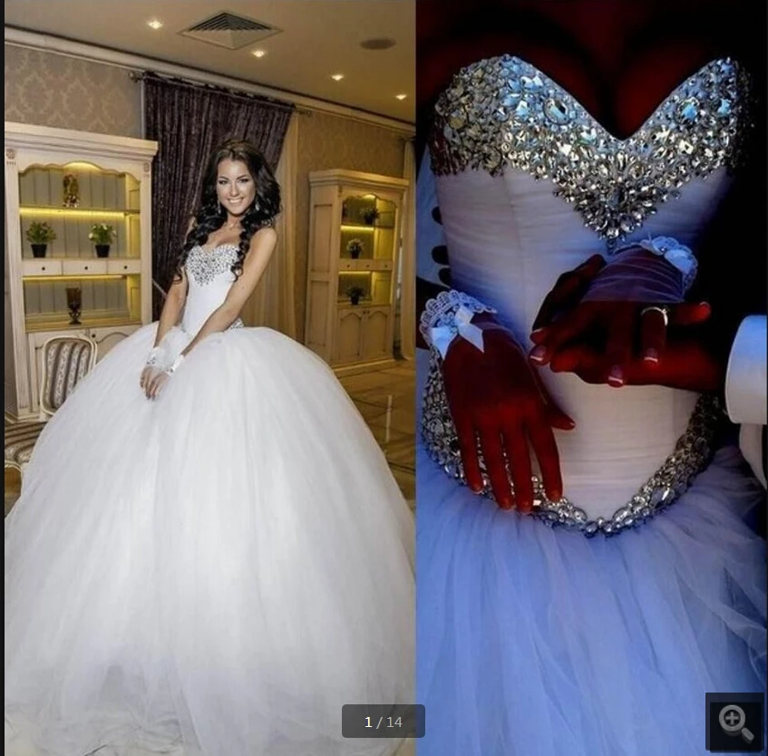 2020 new arrival white tulle ball gown wedding dress heavily crystals princess puffy pleated wedding gowns best selling bride
2020 new arrival white tulle ball gown wedding dress heavily crystals princess puffy pleated wedding gowns best selling bride