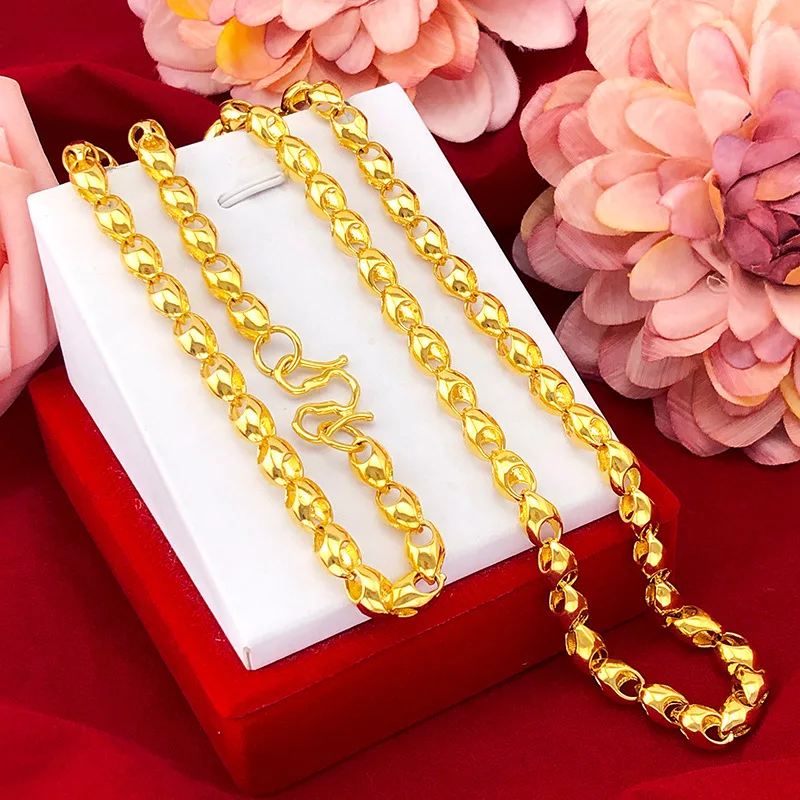 

Fashion Men's Necklace 14K Gold Non-Fading Smooth Chain Necklaces Delicate Wheat Design Necklace for Wedding Engagement Jewelry