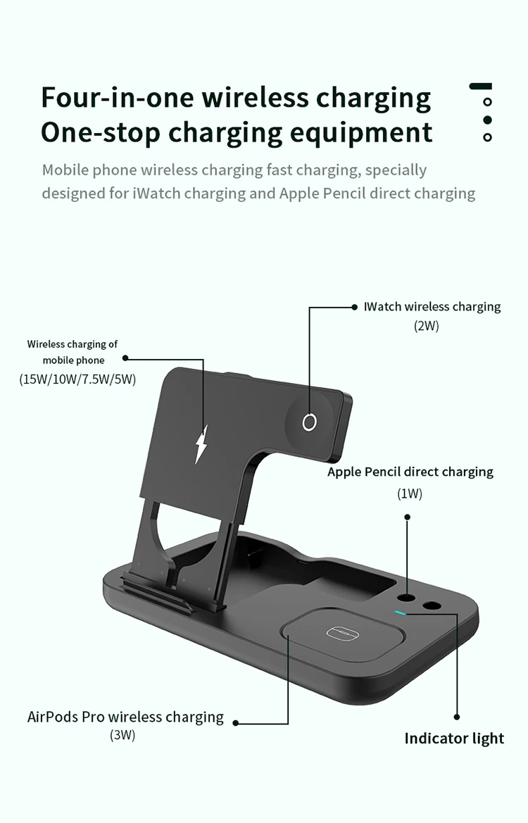 15W 4 in 1 Wireless Charger For iphone 12 Pro Max Headset Mobile Phone Multifunctional Four in One Folding Stand For Apple Watch
15W 4 in 1 Wireless Charger For iphone 12 Pro Max Headset Mobile Phone Multifunctional Four in One Folding Stand For Apple Watch