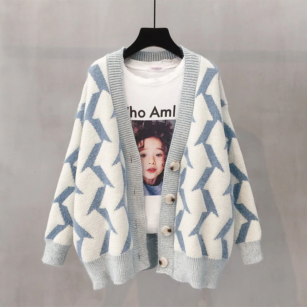 Oversized Sweater Women's Coat Autumn Winter 2021 New V-neck Mink Sweater Cardigan
Oversized Sweater Women's Coat Autumn Winter 2021 New V-neck Mink Sweater Cardigan
