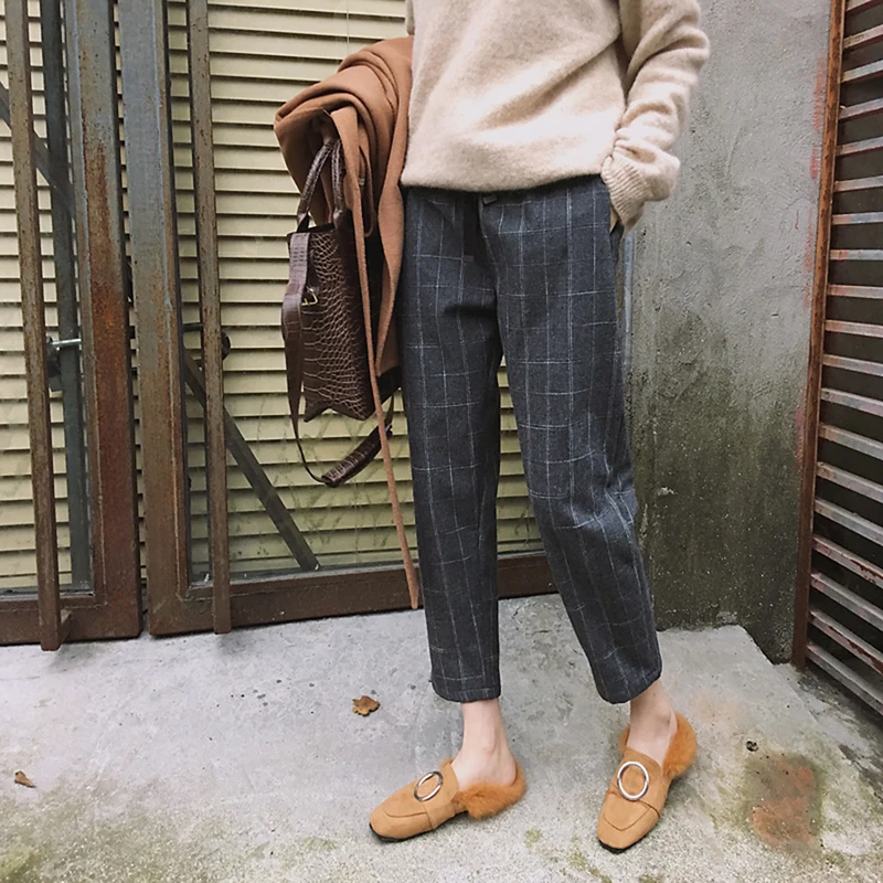 Autumn Women Drawstring Detail Plaid Pants Fashion Mid Elastic Waist Trousers Casual Loose Cropped Harem Pants Female
Autumn Women Drawstring Detail Plaid Pants Fashion Mid Elastic Waist Trousers Casual Loose Cropped Harem Pants Female