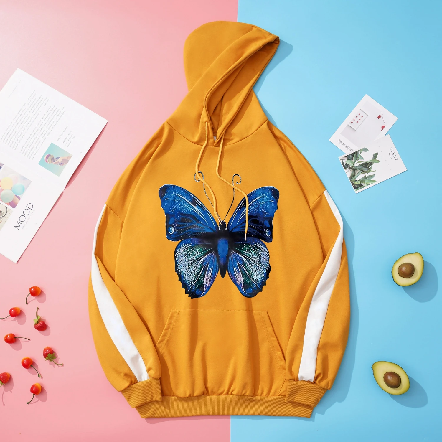 Женская толстовка с вышивкой на осень и весну, корейская толстовка с принтом в виде синей бабочки, повседневные модные топы для пар в стиле Х... 
Женская толстовка с вышивкой на осень и весну, корейская толстовка с принтом в виде синей бабочки, повседневные модные топы для пар в стиле Х...