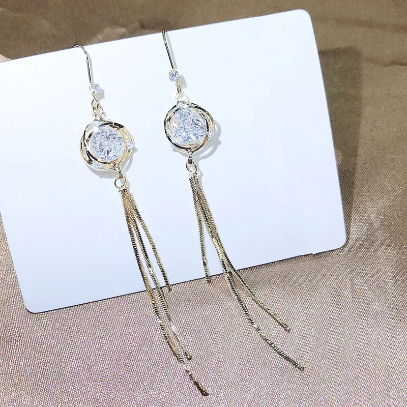 Wholesale Fashion Zircon Female Stud Earrings Long Fringe Women Girl Lady S925 Silvers Hook Ornament Jewelry Gift
Wholesale Fashion Zircon Female Stud Earrings Long Fringe Women Girl Lady S925 Silvers Hook Ornament Jewelry Gift