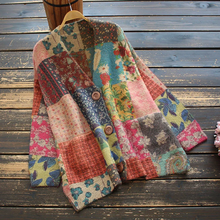 Lamtrip Quality Large Size Women Knitting Loose V-Neck Cardigan Colorful Color Block Vintage Print Character Sweater
Lamtrip Quality Large Size Women Knitting Loose V-Neck Cardigan Colorful Color Block Vintage Print Character Sweater