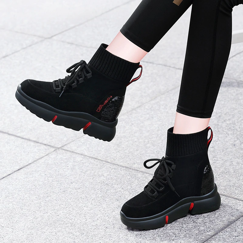 2020 Winter Boots Round Toe Ankle Boot Women Increased internal Shoes New black Snow Boots Twinkle Warm Thick bottom Boots mujer
2020 Winter Boots Round Toe Ankle Boot Women Increased internal Shoes New black Snow Boots Twinkle Warm Thick bottom Boots mujer