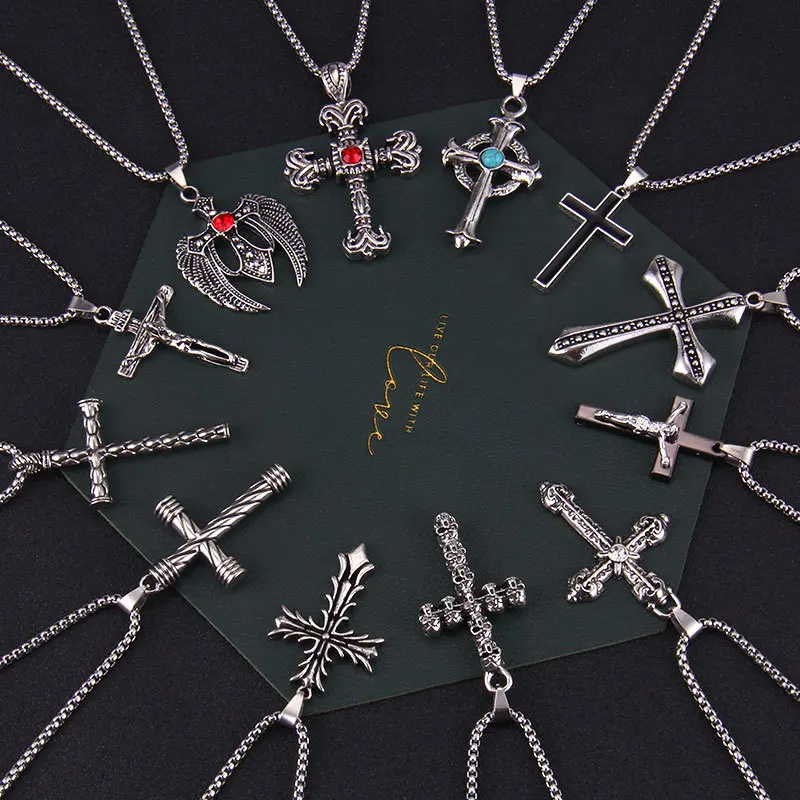 European and American Retro Cold Wind Cross Stainless Steel Necklace Set Diamond Alloy Pendant Men's and Women's Sweater Pendant
European and American Retro Cold Wind Cross Stainless Steel Necklace Set Diamond Alloy Pendant Men's and Women's Sweater Pendant