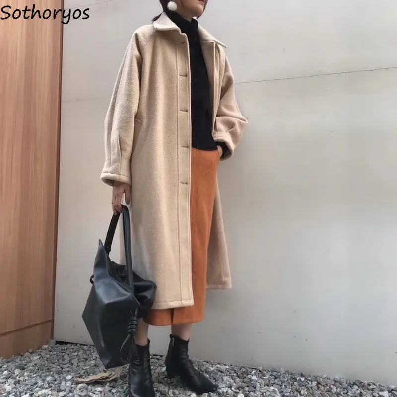 Wool Blends Women Lantern Sleeve Thickening Single Breasted Simple Womens All-match Teenagers Korean Style Chic Long Coat New
Wool Blends Women Lantern Sleeve Thickening Single Breasted Simple Womens All-match Teenagers Korean Style Chic Long Coat New