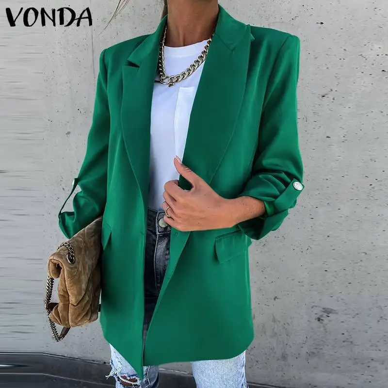 Осенний Блейзер 2021 VONDA, офисный женский костюм, блейзеры, повседневные однотонные пальто с воротником с лацканами, женский пиджак, женская э...
Осенний Блейзер 2021 VONDA, офисный женский костюм, блейзеры, повседневные однотонные пальто с воротником с лацканами, женский пиджак, женская э...