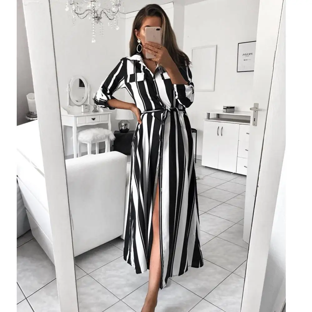 Women Striped Long Maxi Button Shirt Dress Evening Party Long Sleeve Spring Summer Loose Beach Elegante Long Dresses Femme Robe
Women Striped Long Maxi Button Shirt Dress Evening Party Long Sleeve Spring Summer Loose Beach Elegante Long Dresses Femme Robe