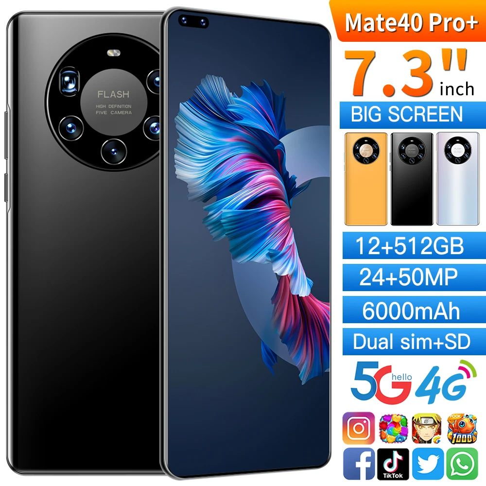 Huavei Mate40 Pro Global Version Smartphone 6000mAh Battery 7.3 Inch Screen 24MP 50MP Camera Face ID 12GB 512GB Snapdragon 888
Huavei Mate40 Pro Global Version Smartphone 6000mAh Battery 7.3 Inch Screen 24MP 50MP Camera Face ID 12GB 512GB Snapdragon 888