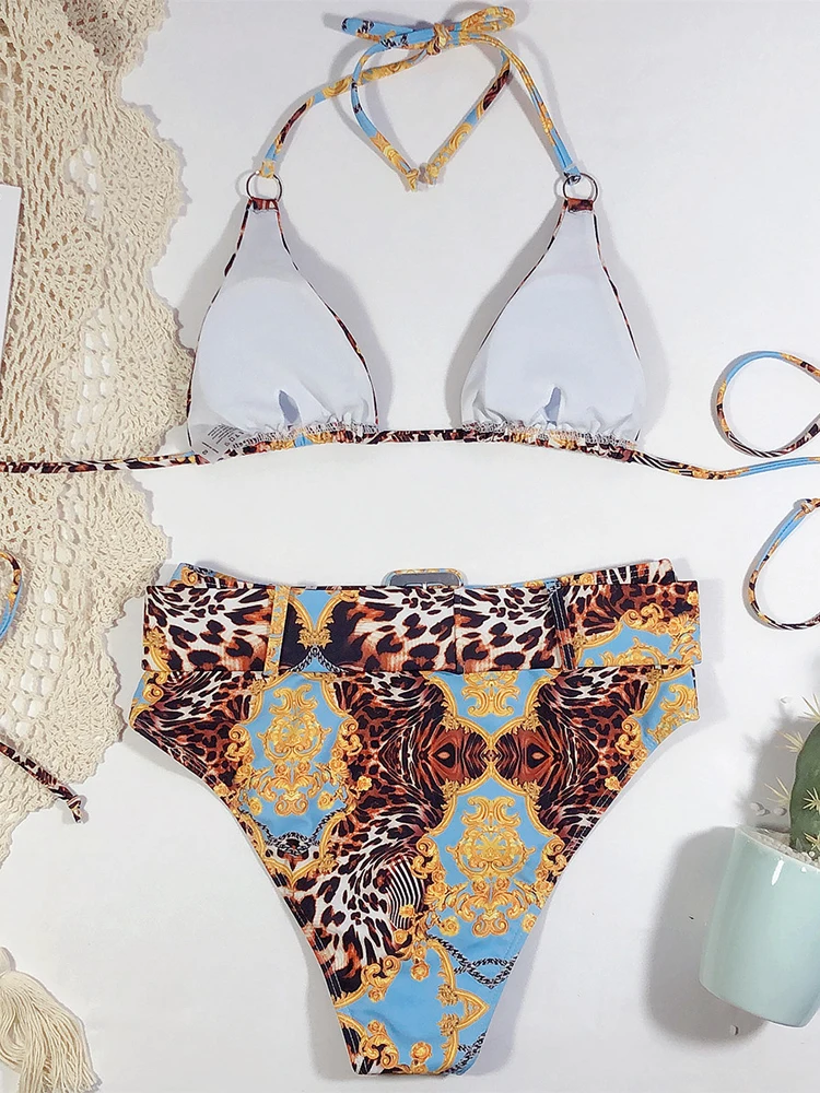 Triangle Bikinis Women Halter Swimwear Two Piece Leopard Print Swimsuit Sexy High Waist Summer Biquini Beach Bathing Suit
Triangle Bikinis Women Halter Swimwear Two Piece Leopard Print Swimsuit Sexy High Waist Summer Biquini Beach Bathing Suit