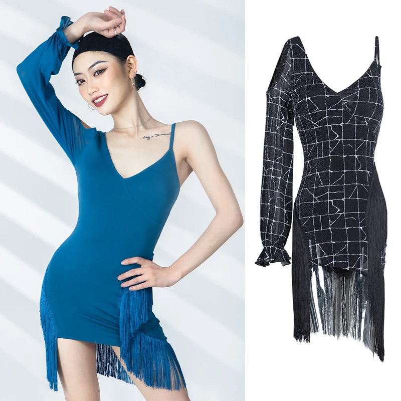 Latin Dance Competition Dress One-Long Sleeve Sling Fringe Dress For Women Adult Sexy Rumba Practice Clothing 3 Color DWY6021
Latin Dance Competition Dress One-Long Sleeve Sling Fringe Dress For Women Adult Sexy Rumba Practice Clothing 3 Color DWY6021