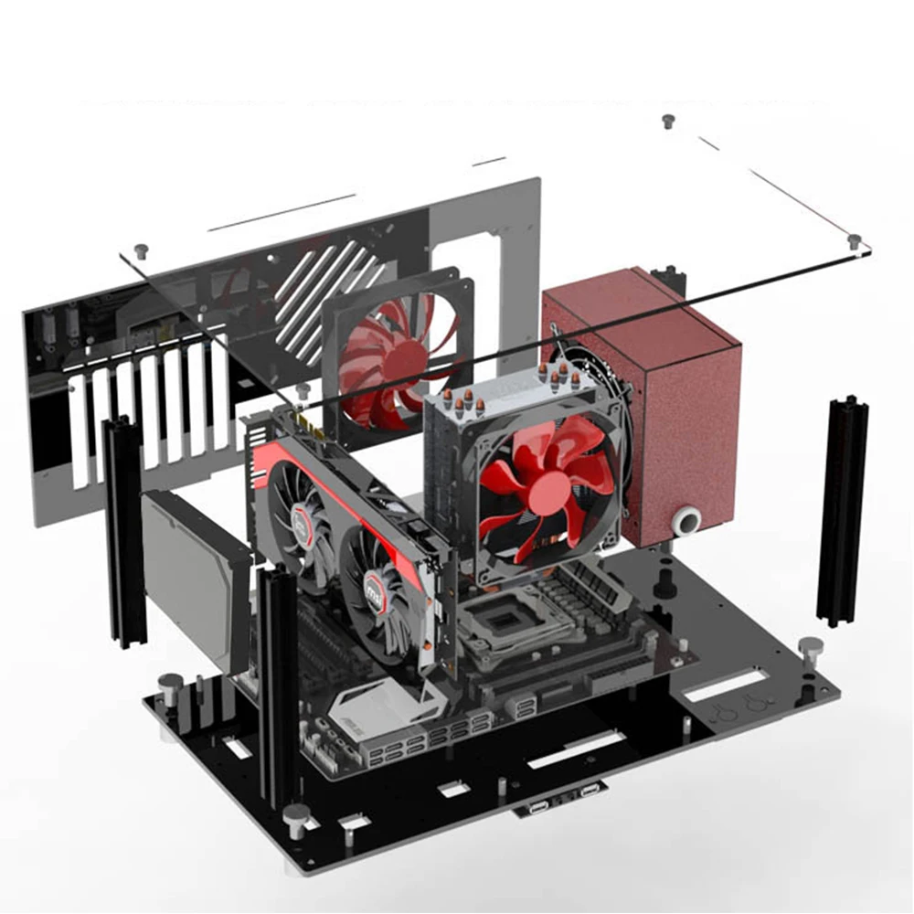 Чехол для компьютера из акрила MATX прозрачный чехол ПК|Корпуса компьютеров| |
