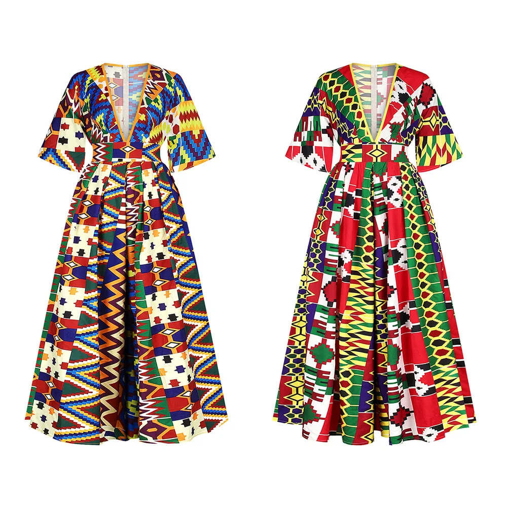 African Style Jumpsuit Urban Casual Women's Digital Printing Sexy V-Neck Five-Point Sleeve Elastic Waist Loose Flared Pants 2021
African Style Jumpsuit Urban Casual Women's Digital Printing Sexy V-Neck Five-Point Sleeve Elastic Waist Loose Flared Pants 2021