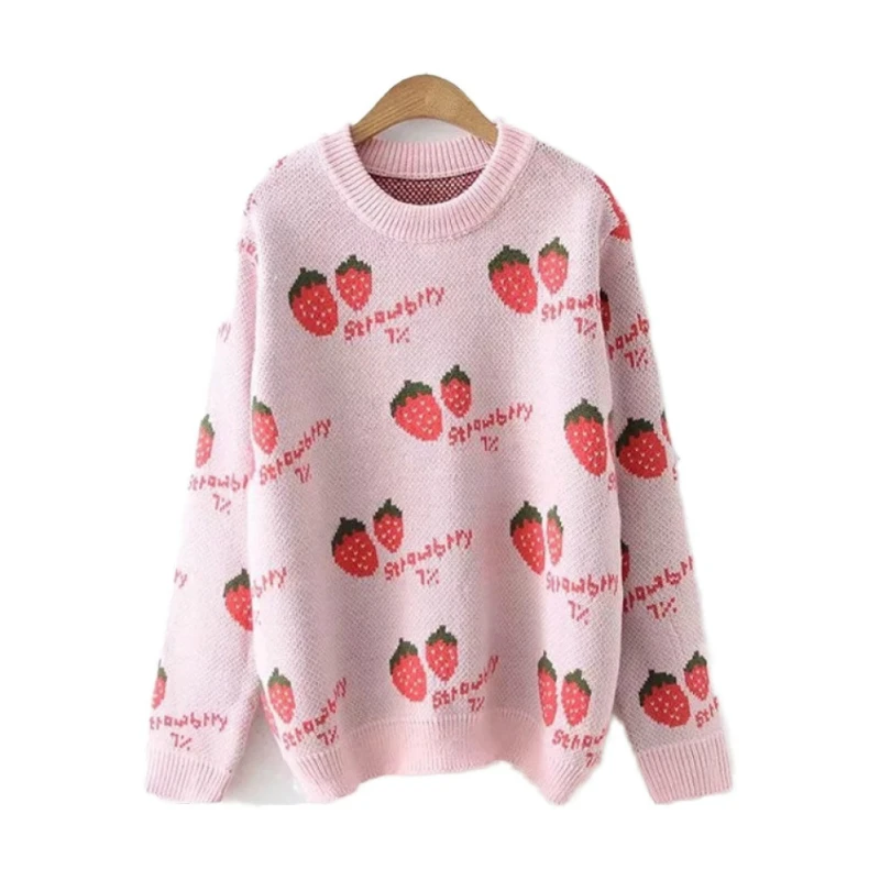XUANHAO Women Thick Sweaters Strawberry Prined Sweet Knitted Pullovers Winter Femme Long Sleeve O-Neck Warm Cute Sweater
XUANHAO Women Thick Sweaters Strawberry Prined Sweet Knitted Pullovers Winter Femme Long Sleeve O-Neck Warm Cute Sweater