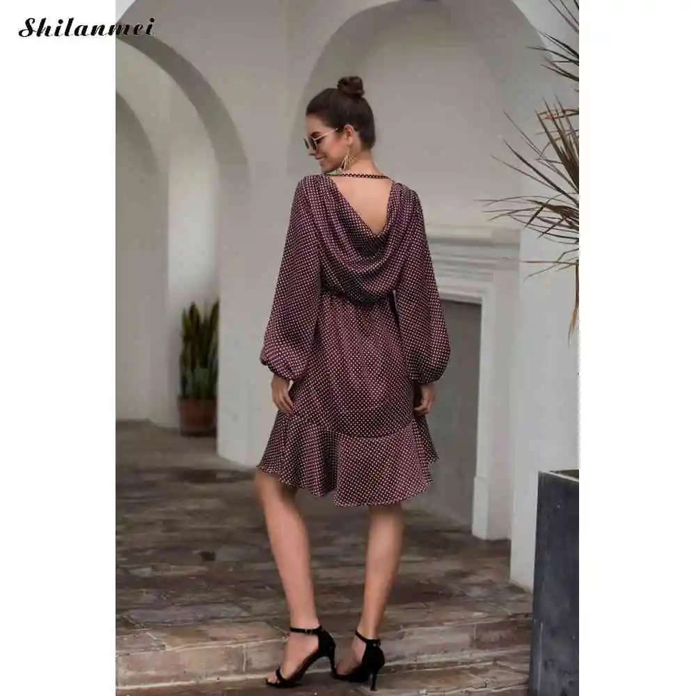 Boho Sexy V Neck Polka Dot Printed Party Dresses Women Dress Elegant Sexy Robe Femme Lantern Sleeve Autumn Ruffle Beach Sundress 
Boho Sexy V Neck Polka Dot Printed Party Dresses Women Dress Elegant Sexy Robe Femme Lantern Sleeve Autumn Ruffle Beach Sundress