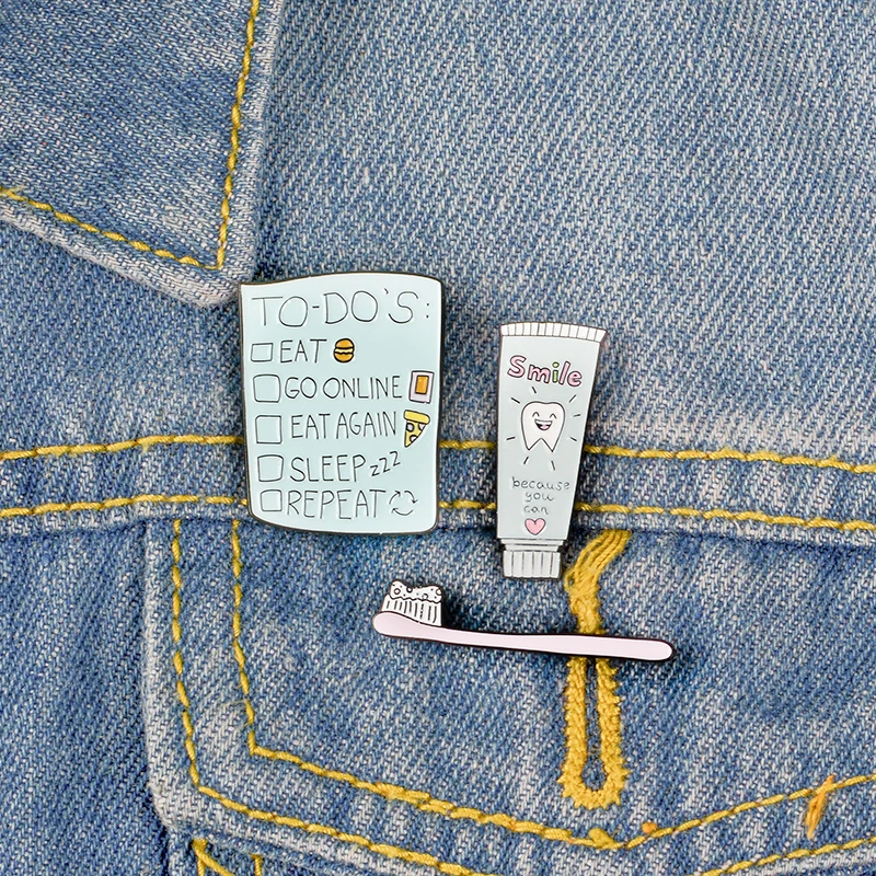 Morning ~ Toothbrush Toothpaste Tooth To Do List Schedule Eat Pizza Burger Sleep Badge Enamel Brooches Lapel Pins Sweet Gifts
Morning ~ Toothbrush Toothpaste Tooth To Do List Schedule Eat Pizza Burger Sleep Badge Enamel Brooches Lapel Pins Sweet Gifts