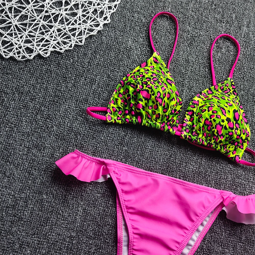 Hot Pink Swimsuit Leopard Triangle Sexy Mini Brazil Bikini 2020 2 Piece Sets Womens Frill Bra and Panty Set 
Hot Pink Swimsuit Leopard Triangle Sexy Mini Brazil Bikini 2020 2 Piece Sets Womens Frill Bra and Panty Set