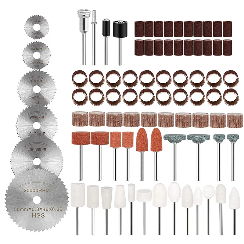 83Pcs Rotary Tool Accessories Kit 1/8Inch Shanks Universal Fitment For Cutting, Sanding, Grinding, Sharpening, Cleaning 
83Pcs Rotary Tool Accessories Kit 1/8Inch Shanks Universal Fitment For Cutting, Sanding, Grinding, Sharpening, Cleaning