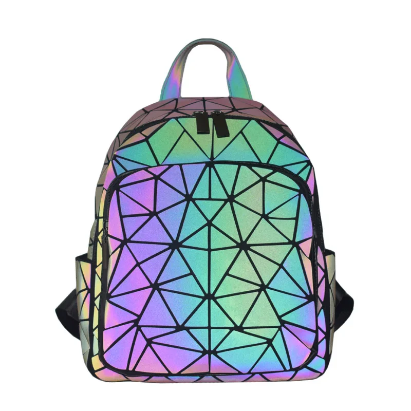 Женский рюкзак светящиеся клетчатые женские рюкзаки с геометрическим рисунком
