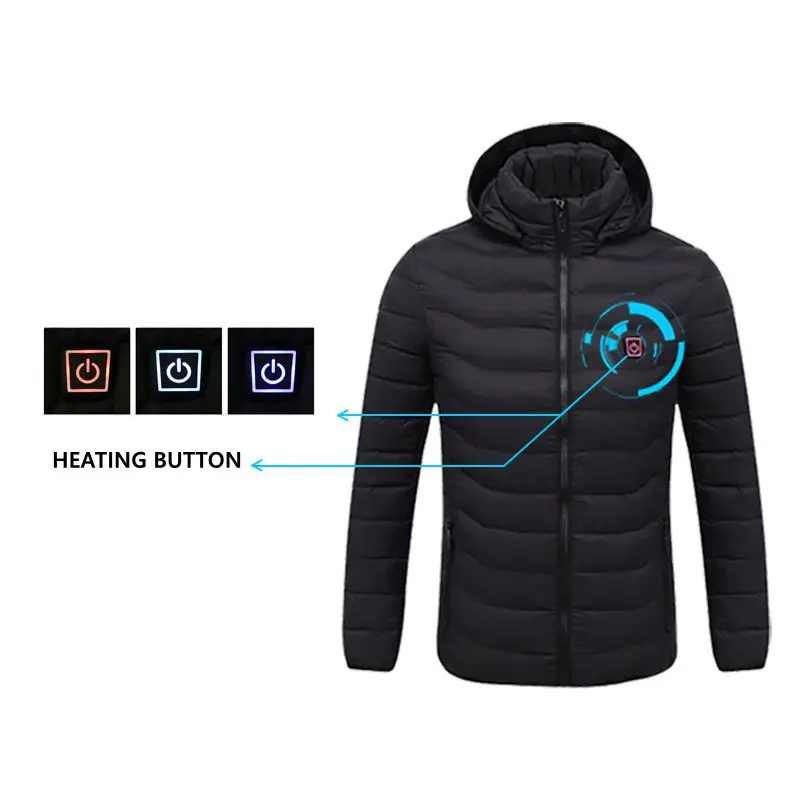 USB Heating Padded Jackets Men 9 Place Heated Vest Winter Warm Jackets Smart Thermostat Pure Color Hooded Heated Clothing 
USB Heating Padded Jackets Men 9 Place Heated Vest Winter Warm Jackets Smart Thermostat Pure Color Hooded Heated Clothing