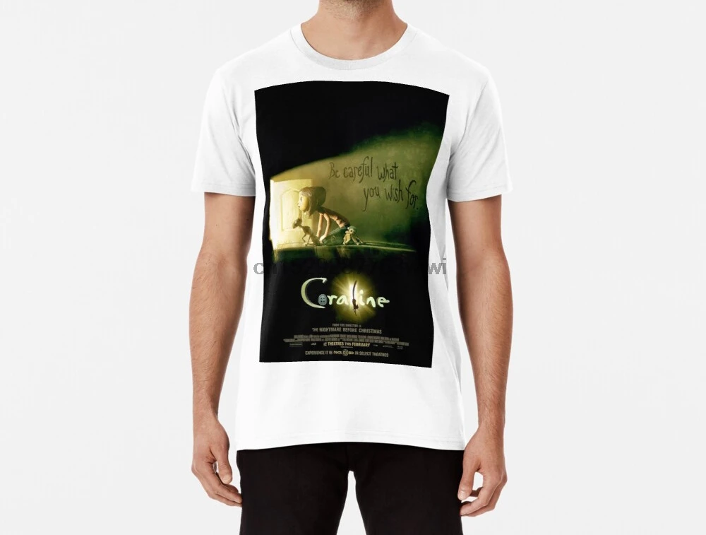 Мужская забавная футболка Постер Coraline tshirs женская футболка|Мужские футболки| |