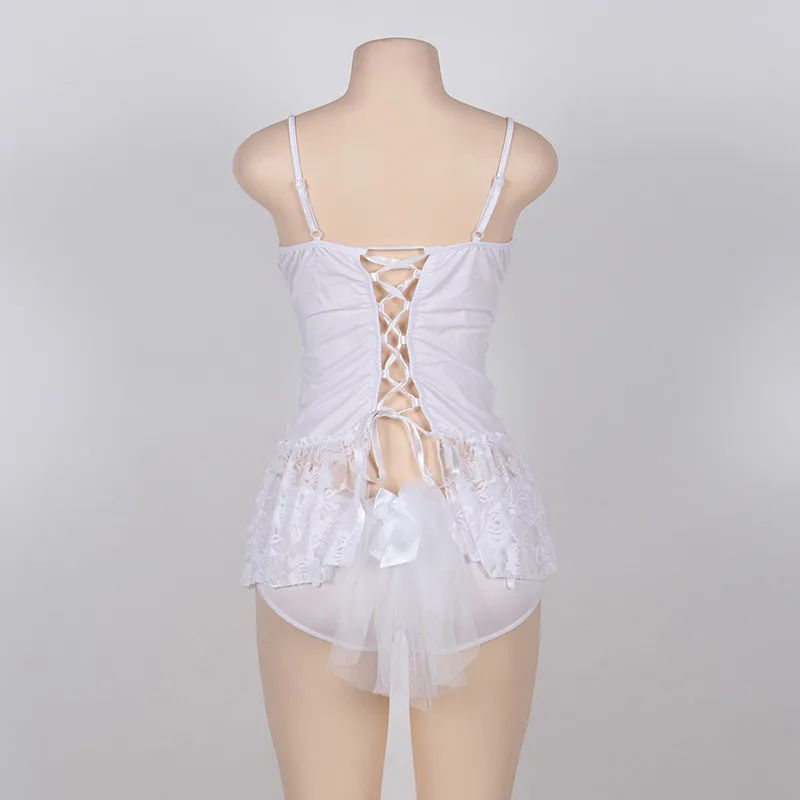 Lace Up Sexy Dress Erotic With Headdress Flower White Color Bride Baby Doll Women Lingerie 3 Pcs Cosplay Sexy Underwear CW88058
Lace Up Sexy Dress Erotic With Headdress Flower White Color Bride Baby Doll Women Lingerie 3 Pcs Cosplay Sexy Underwear CW88058