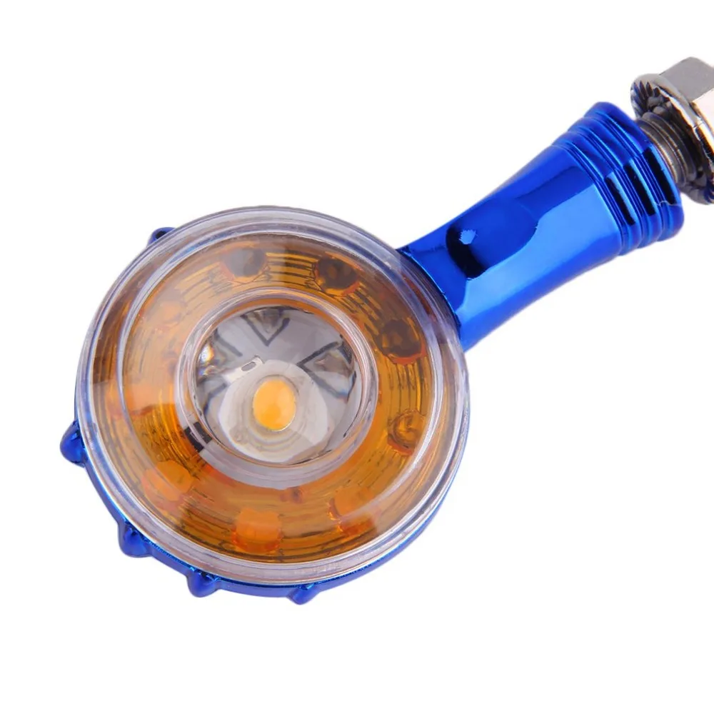 

2 Pcs Motorcycle Turn Signal Indicators Lights/Lamp Waterproof Amber Light Universal 10LED Blue Shell Yellow Light