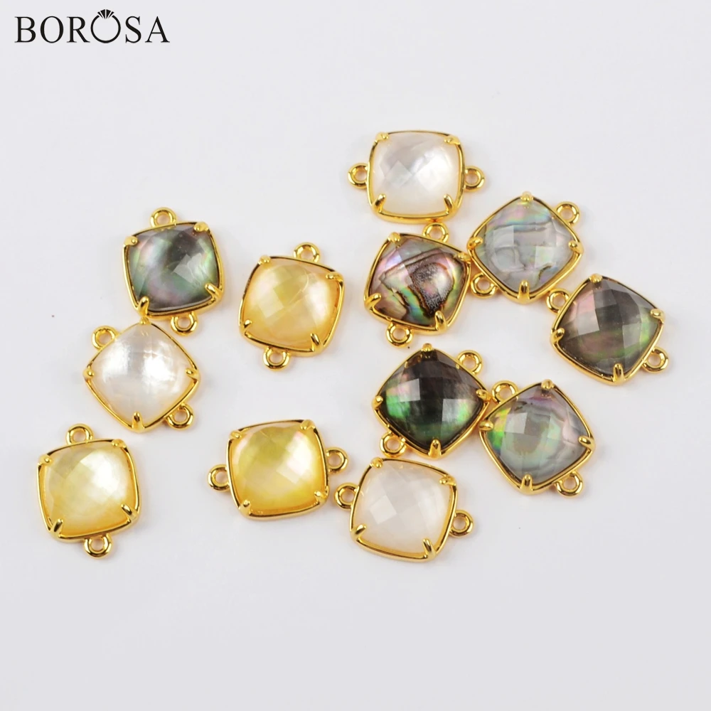 BOROSA Natural Shell Connector 10Pcs Square Gold Plating Rainbow Shell Pendant Connector Faceted Double Charms Jewelry WX1217
BOROSA Natural Shell Connector 10Pcs Square Gold Plating Rainbow Shell Pendant Connector Faceted Double Charms Jewelry WX1217