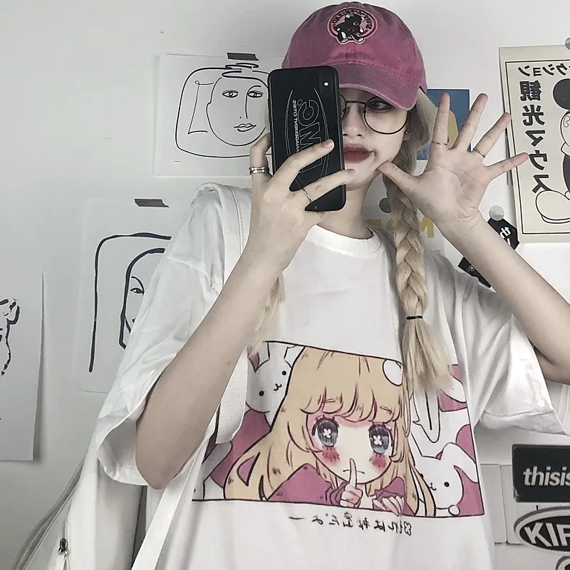 Ins Sweet Cool Loose T-shirt Female Summer 2021 Korean Japanese Two-dimensional Animation White Topnharajuku Shirts for Women
Ins Sweet Cool Loose T-shirt Female Summer 2021 Korean Japanese Two-dimensional Animation White Topnharajuku Shirts for Women