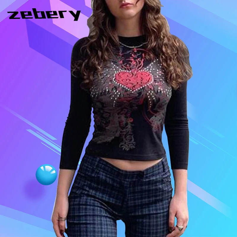 Fashion Autumn Retro Y2K Tshirts Crewneck Cute Women Streetwear Casual TopsGoth Black Woman Long Sleeve Slim Tshirts 2021
Fashion Autumn Retro Y2K Tshirts Crewneck Cute Women Streetwear Casual TopsGoth Black Woman Long Sleeve Slim Tshirts 2021