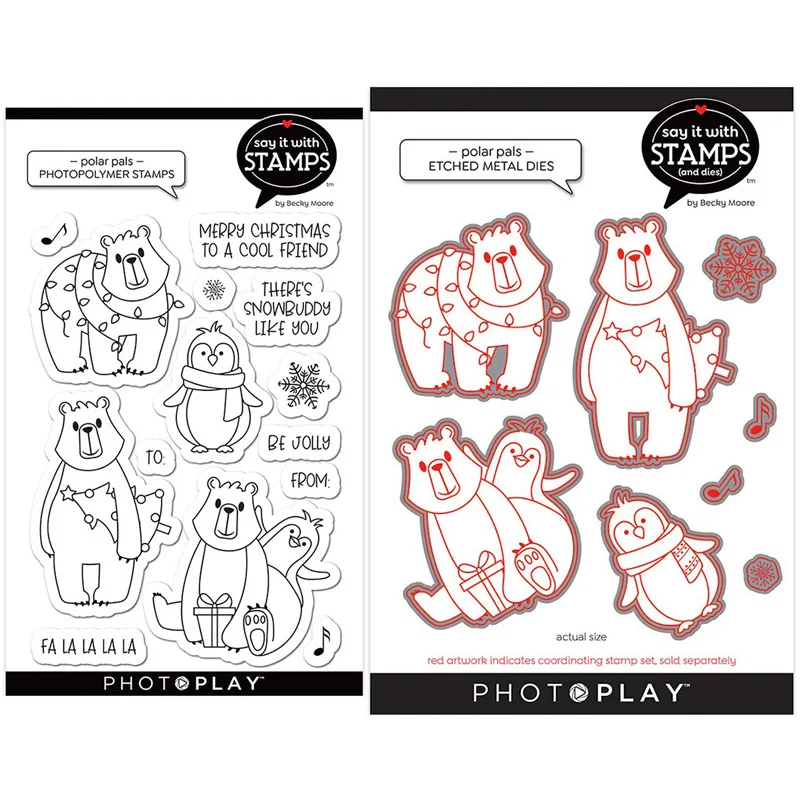Polar Pals Letters Metal Cutting Dies and Clear Stamps for Scrapbooking Seal Craft Stencil Card Make Album Sheet Mold Template 
Polar Pals Letters Metal Cutting Dies and Clear Stamps for Scrapbooking Seal Craft Stencil Card Make Album Sheet Mold Template