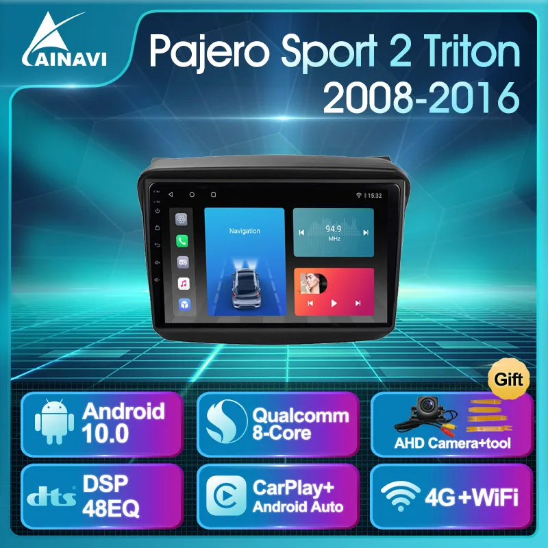 Автомобильный радиоприемник Android 10 QLED для Mitsubishi Pajero Sport 2 Triton 2008-2016 автомобильный