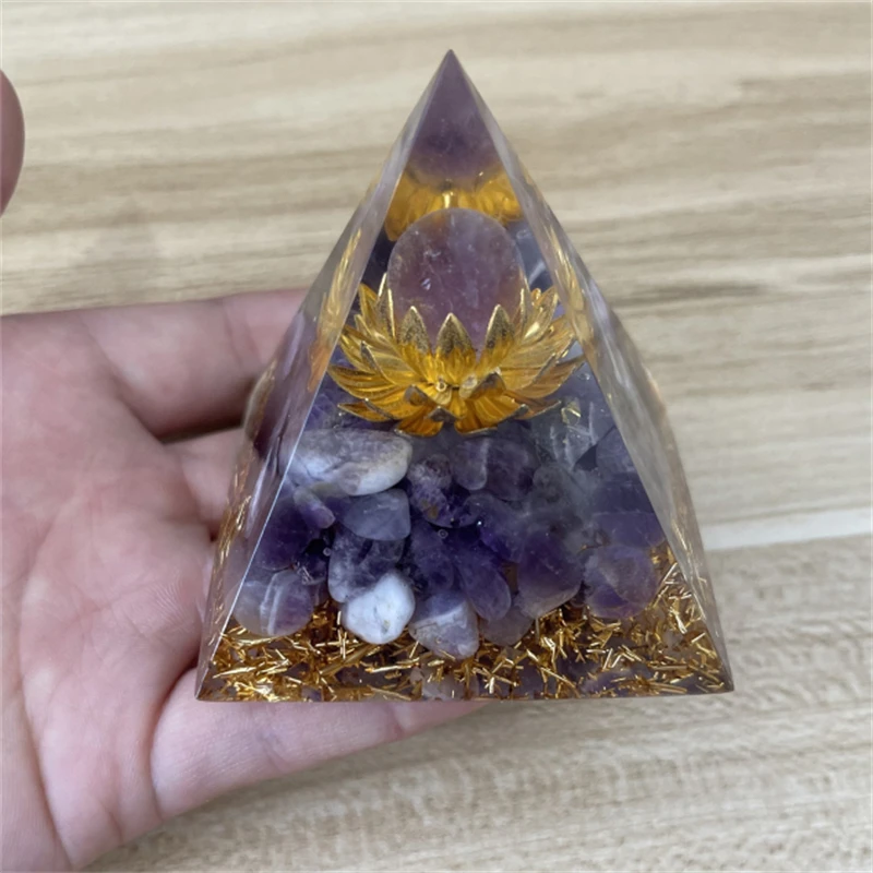 

Цветок жизни ОРГОН Пирамида Природный кристалл энергия обсидиан + Аметист инструмент медитации счастливая сборка богатства камень