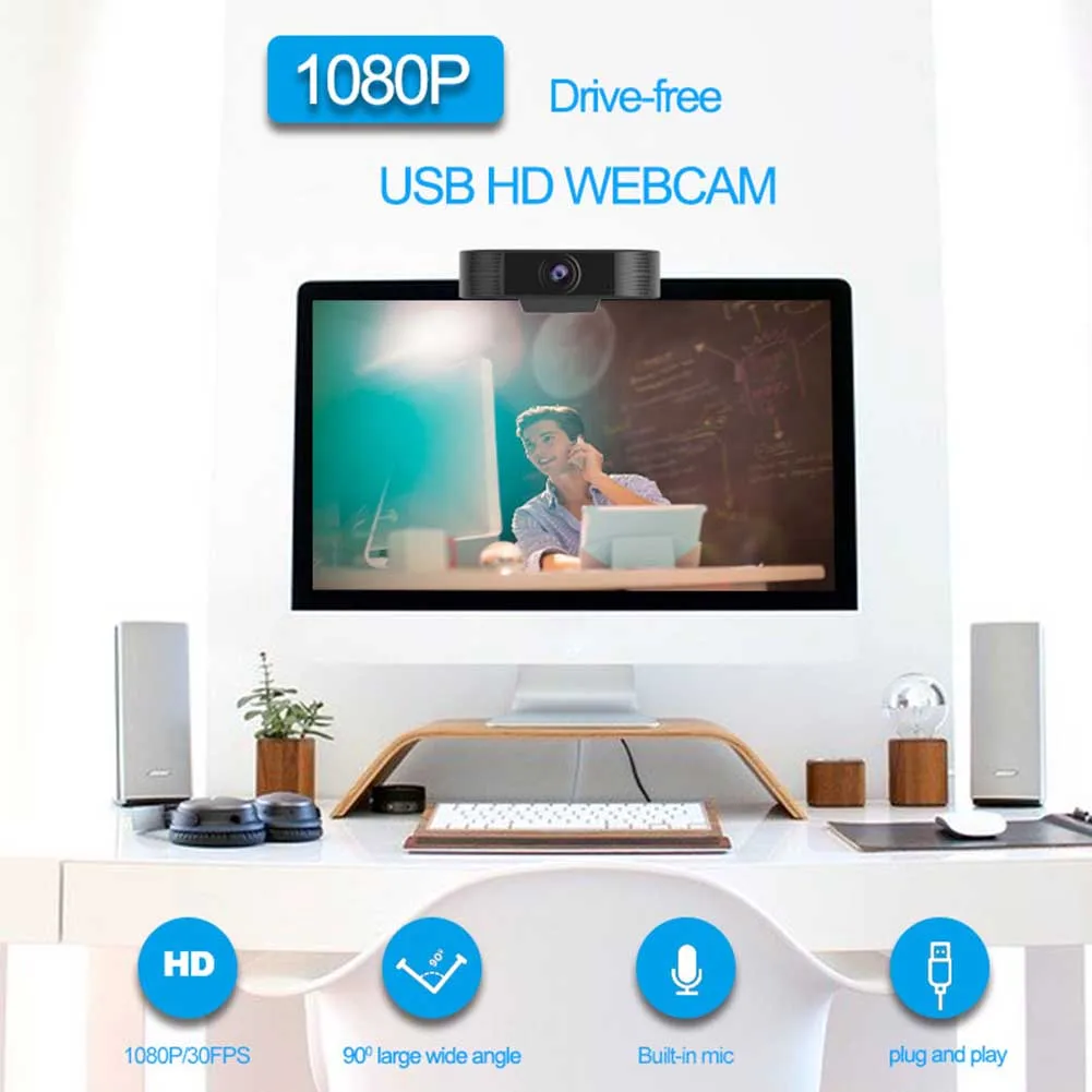Fixed Focus CMOS Webcam Plastic DC5V 1920 x 1080P 60FPS Autofocus USB 2.0 Webcam with Microphone for Laptop Video Conference
Fixed Focus CMOS Webcam Plastic DC5V 1920 x 1080P 60FPS Autofocus USB 2.0 Webcam with Microphone for Laptop Video Conference