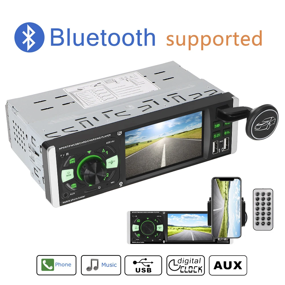 Автомобильный MP5-плеер 1 Din с поддержкой Bluetooth 4,2 и дистанционным управлением, 4,1 дюйма
Автомобильный MP5-плеер 1 Din с поддержкой Bluetooth 4,2 и дистанционным управлением, 4,1 дюйма