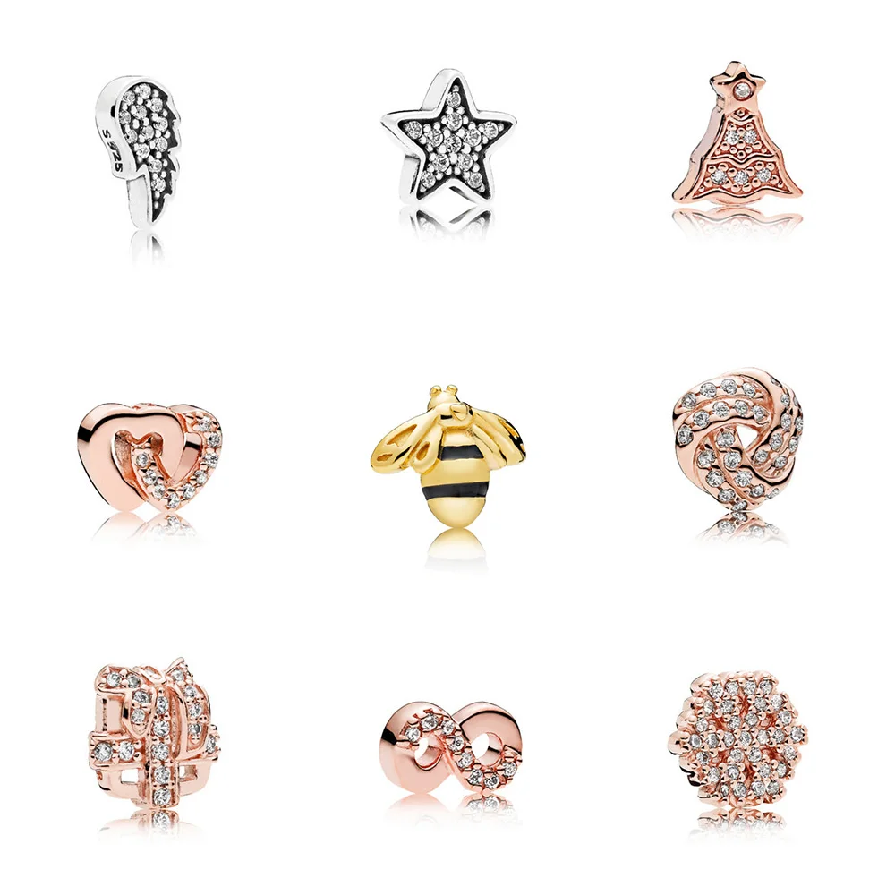 925 Sterling Silver Beads Rose Gold Honeybee Wing Gift Box For Women Diy LOCKET HANGING CHARM Pandora Charms Bracelets Necklace
925 Sterling Silver Beads Rose Gold Honeybee Wing Gift Box For Women Diy LOCKET HANGING CHARM Pandora Charms Bracelets Necklace