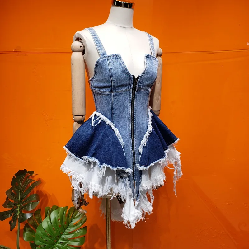 2021 Summer Contrast Stitching Denim Zipper Hem Irregular Dress Fashion Streetwear Casual Tube Top Ladies Mini Denim Skirt Y2K
2021 Summer Contrast Stitching Denim Zipper Hem Irregular Dress Fashion Streetwear Casual Tube Top Ladies Mini Denim Skirt Y2K