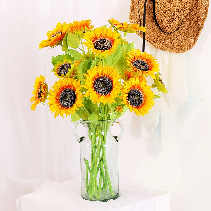 80cm Artificial flowers Bouquet Yellow Silk Sunflowers branch Home Party Wedding Garden Decor Photography props Vase arrangment
80cm Artificial flowers Bouquet Yellow Silk Sunflowers branch Home Party Wedding Garden Decor Photography props Vase arrangment