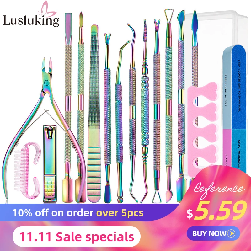 Rainbow Stainless Steel Nail Art Tools Cuticle Pusher Dead Skin Gel Polish Remove Nipper Cleaner Care Tool Pedicure Manicure Set
Rainbow Stainless Steel Nail Art Tools Cuticle Pusher Dead Skin Gel Polish Remove Nipper Cleaner Care Tool Pedicure Manicure Set