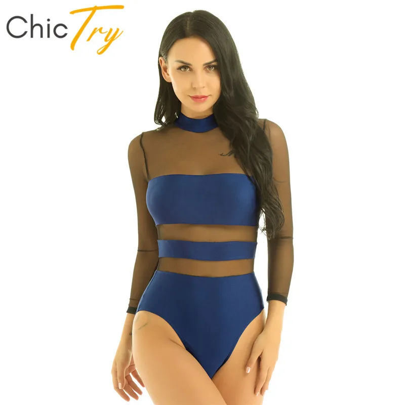 ChicTry Adult Mock Neck Long Sleeve Mesh Splice Sexy Bodysuit Latin Ballet Gymnastics Leotard Women Performance Dance Costume
ChicTry Adult Mock Neck Long Sleeve Mesh Splice Sexy Bodysuit Latin Ballet Gymnastics Leotard Women Performance Dance Costume