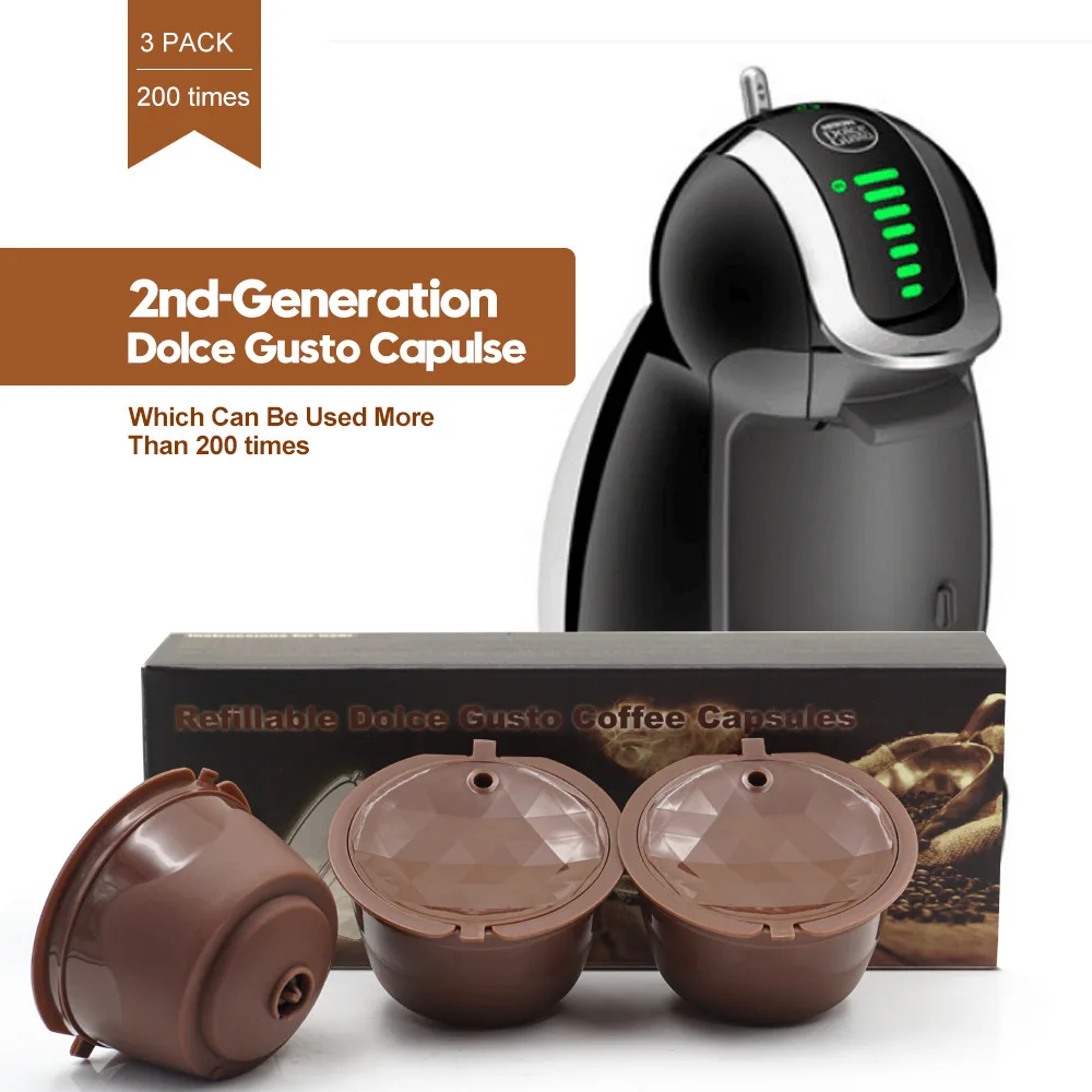 

3PCS Dolce Gusto Reusable Capsule 200 times Plastic Filter Refillable Pod for Nescafe Espresso Coffee Maker Refilling Empty Pods